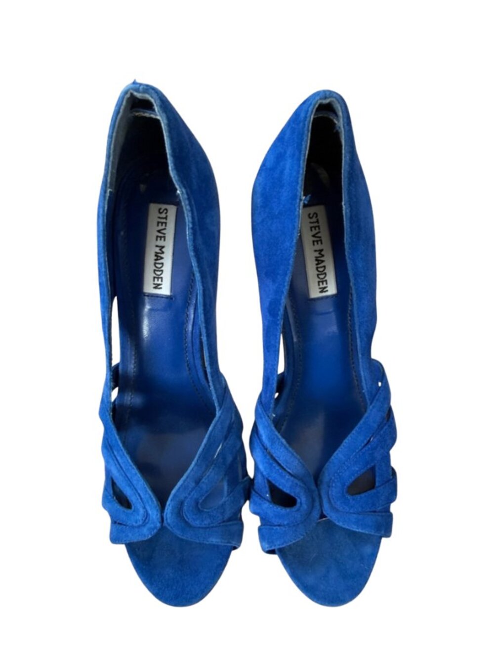 Steve Madden Royal Blue Suede Open-Toe High Heels Womens Size 9